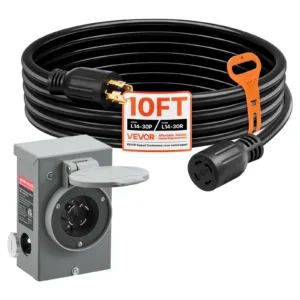 VEVOR 30 Amp Generator Cord and Power Inlet Box, 10 FT
