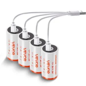 VEVOR USB-D Rechargeable D Batteries, 4 Pack, 1.5V 6000mWh