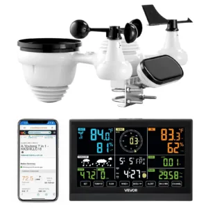 VEVOR YT60234 7-in-1 Wi-Fi Weather Station, 7.5-Inch VA Display
