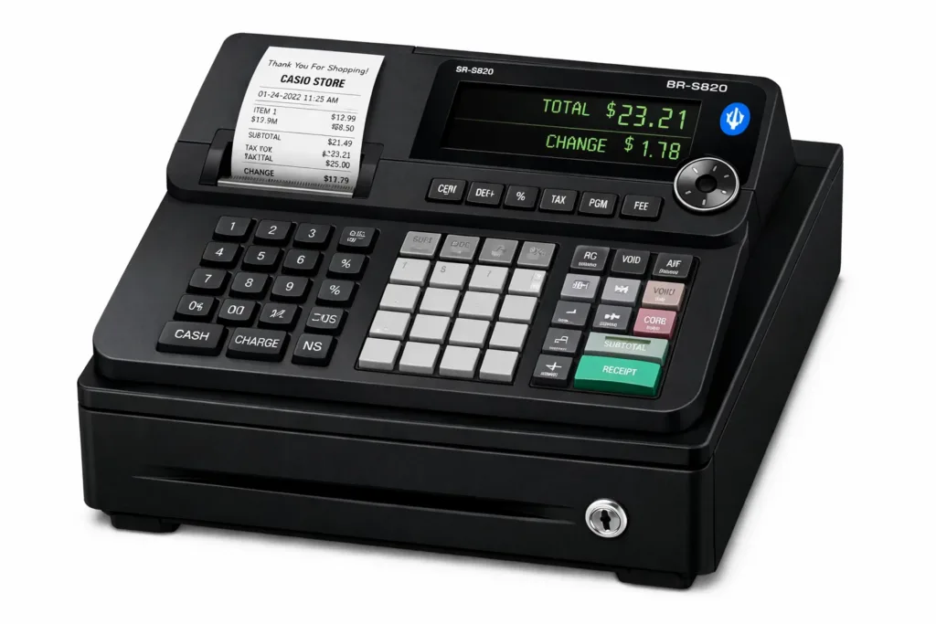 8. Casio SR-S820 Thermal Print Cash Register with Bluetooth Black