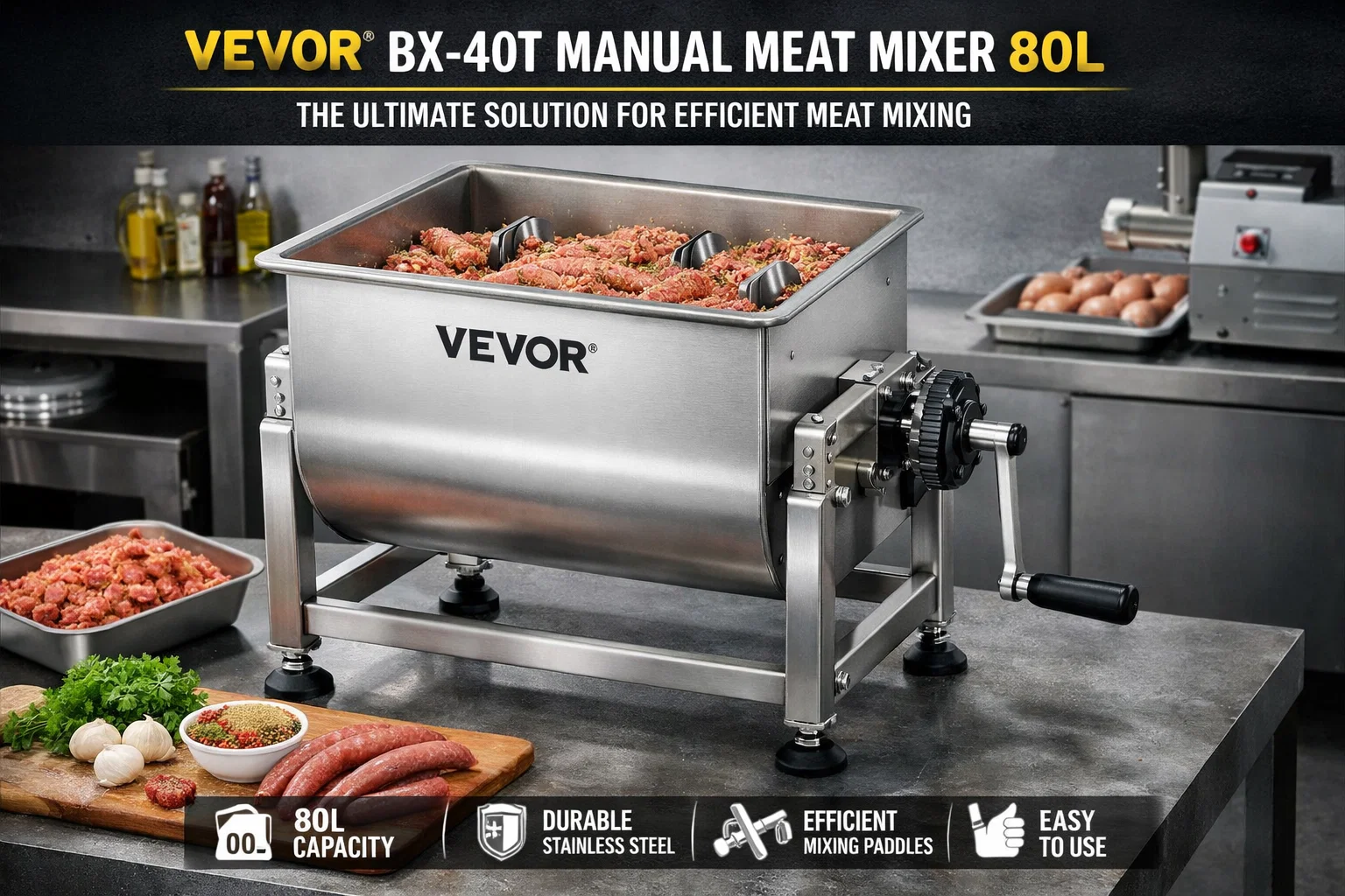 VEVOR BX-40T Manual Meat Mixer 80L – The Ultimate Solution for Efficient Meat Mixing