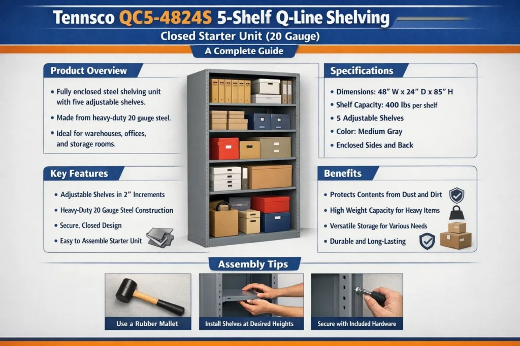 Tennsco QC5-4824S 5-Shelf Q-Line Shelving Closed Starter Unit (20 Gauge): A Complete Guide