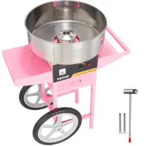 VEVOR Electric Cotton Candy Machine with Cart Pink