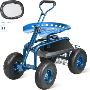 VEVOR TC4501S-BL Garden Cart Rolling Workseat with Wheels