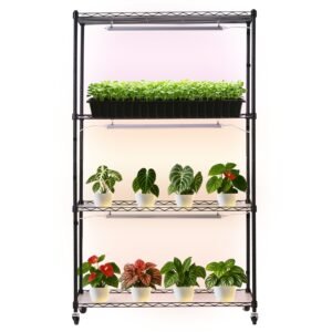 VEVOR Plant Shelf with Grow Light, 4-Tier